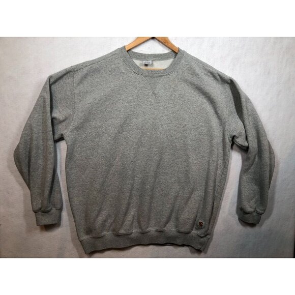 Carhartt Crew Neck Sweatshirt Heather Gray Workwear Logo Pullover Men's Size XL - Picture 1 of 8